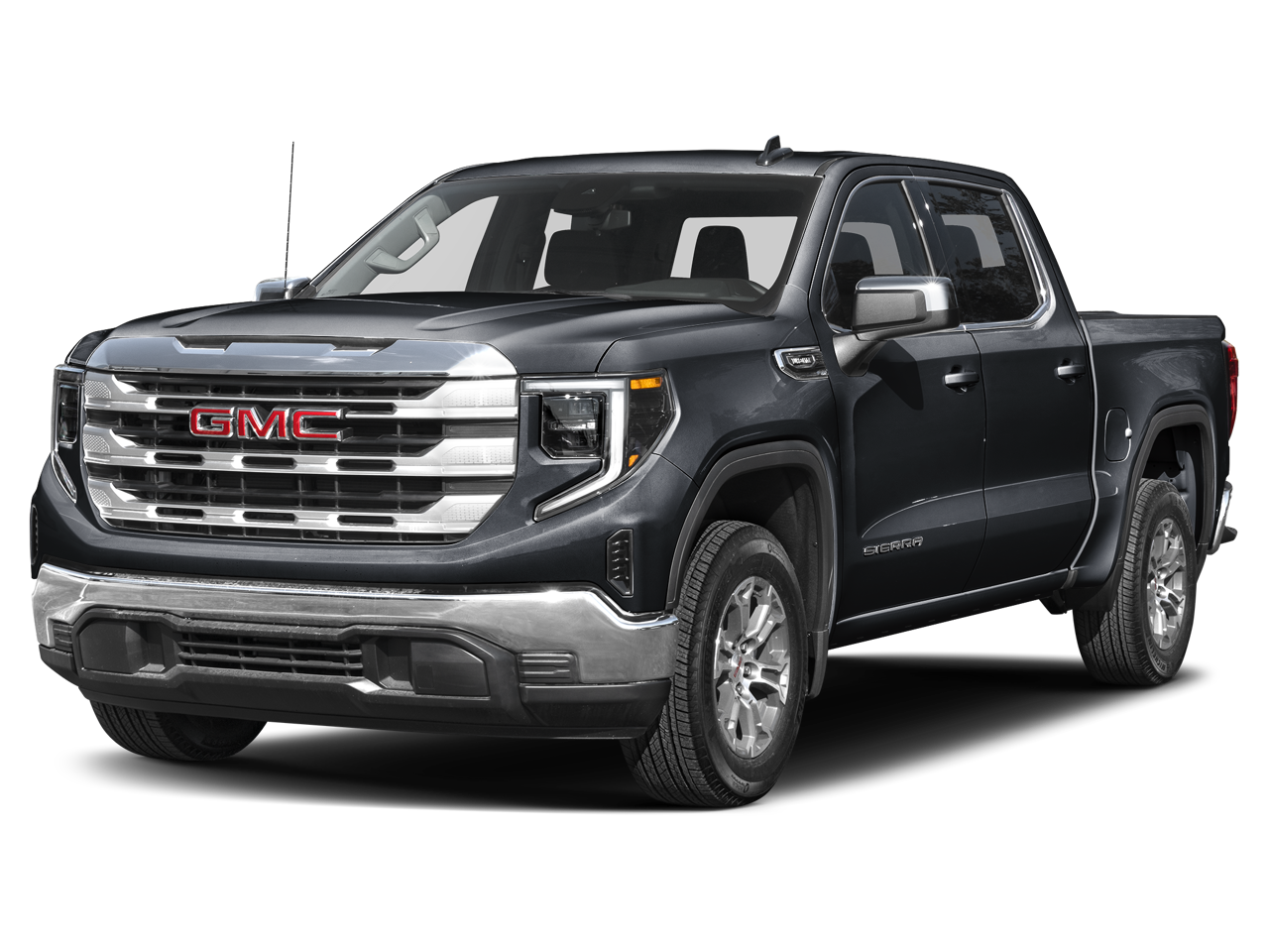 2026 GMC Sierra 1500 Crew Cab, Short Bed, SLT, 4WD in Onyx Black — front three-quarter view
