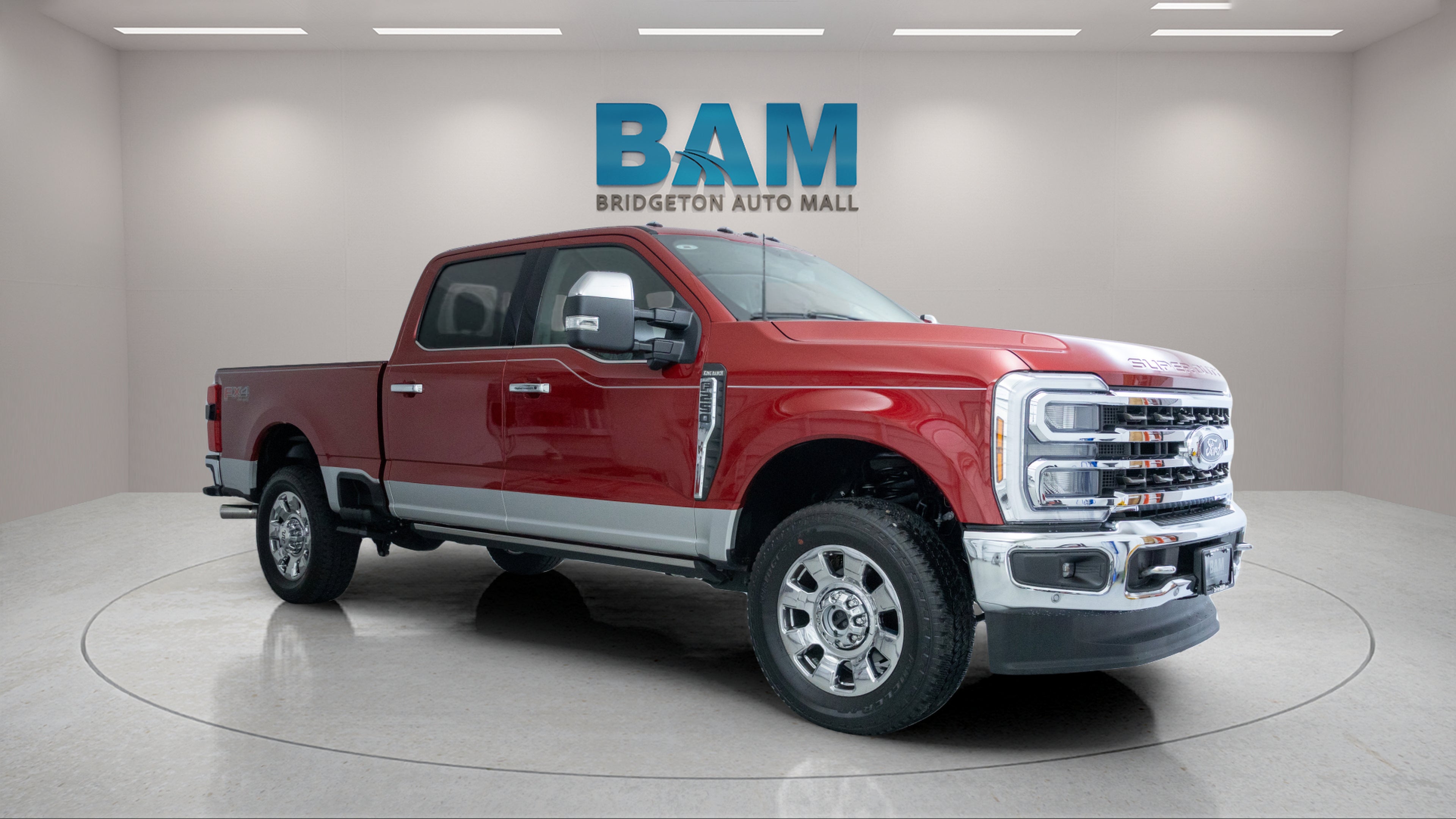 2024 Ford F-250 King Ranch in Red — front three-quarter view