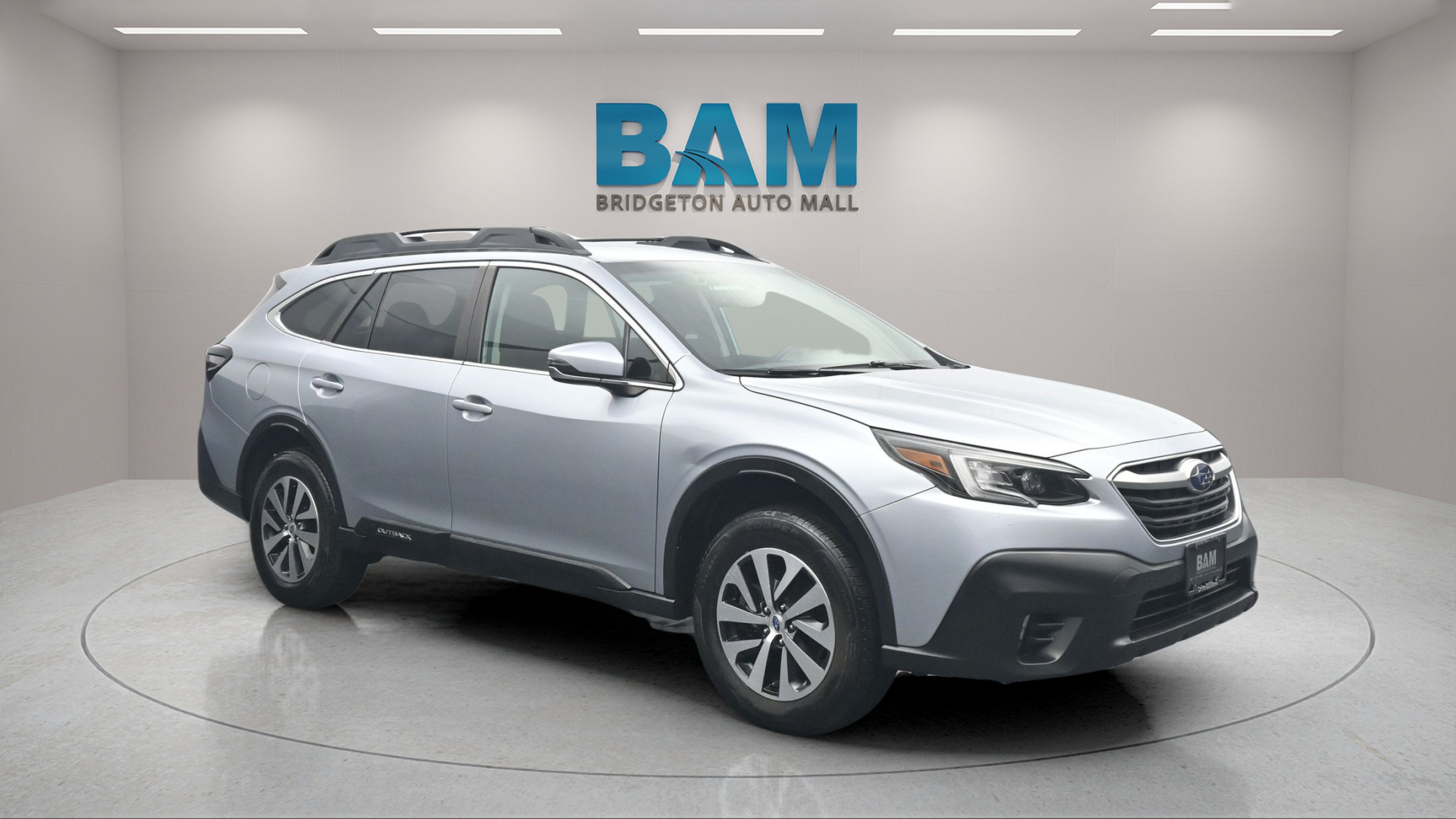 2021 Subaru Outback Premium in Ice Silver Metallic — front three-quarter view